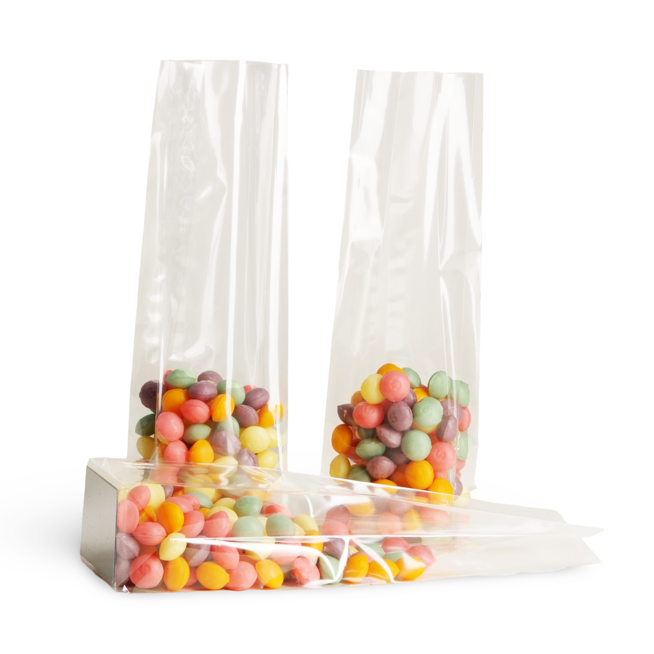 Block bottom cellophane bags with card base